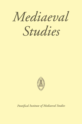 Book cover: Mediaeval Studies 81 (2019, publ. 2020)