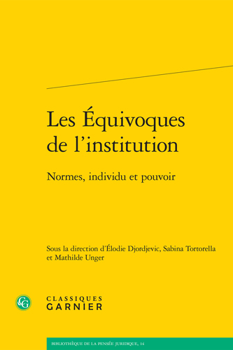 Book cover: Les Equivoques de l’institution