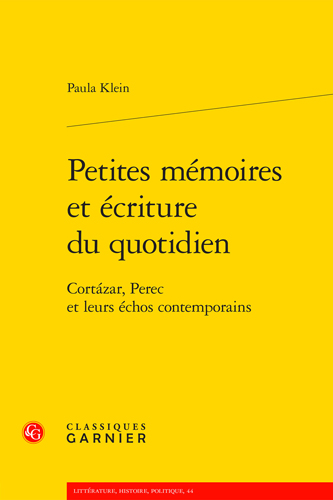 Book cover: Petites memoires et ecriture du quotidien