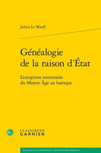 Book cover: Genealogie de la raison d’Etat