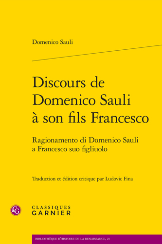 Book cover: Ragionamento di Domenico Sauli a Francesco suo figliuolo