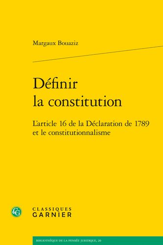 Book cover: Definir la constitution