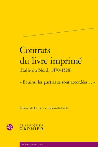 Book cover: Contrats du livre imprime. (Italie du Nord, 1470-1528)