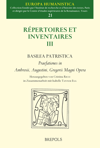 Book cover: Basilea Patristica. Praefationes in Ambrosii, Augustini, Gregorii Magni Opera