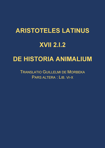 Book cover: De historia animalium