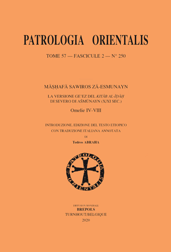 Book cover: Mashafa Sawiros Za-Esmunayn. La versione ge’ez del Kitab Al-idah di Severo di Amunayn (X/XI sec.). Omelie IV-VIII