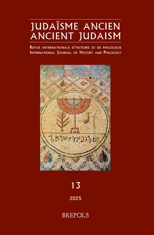 Book cover: Judaïsme ancien – Ancient Judaism, 13, 2025