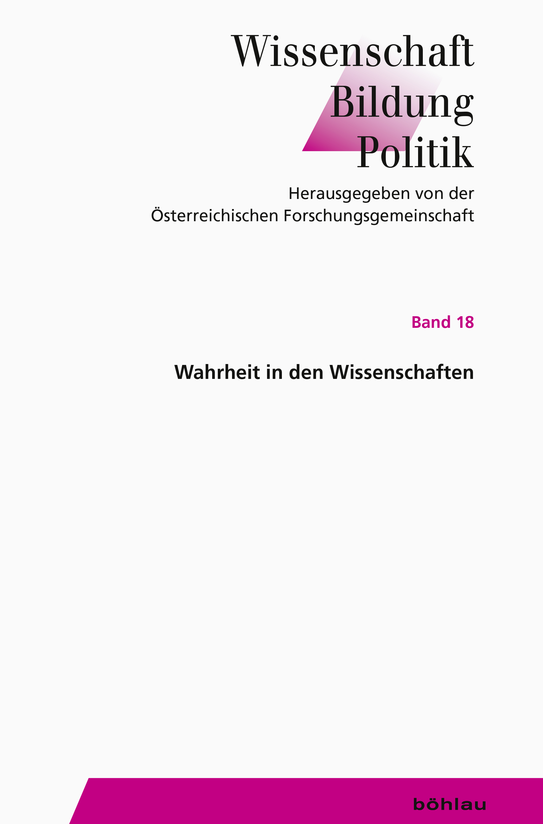 Book cover: Wahrheit in den Wissenschaften