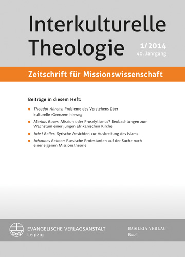 Book cover: Interkulturelle Theologie. Zeitschrift fur Missionswissenschaft 40 (2014) 1 (ZMiss)