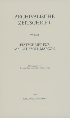 Book cover: Archivalische Zeitschrift 99 (2022)