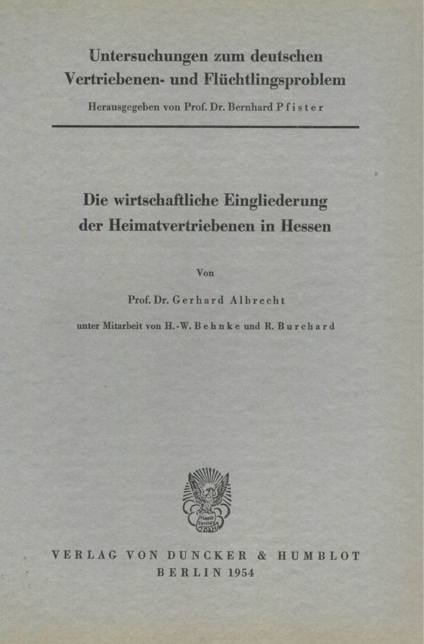 Book cover: Untersuchungen zum deutschen Vertriebenen- und Flüchtlingsproblem.
