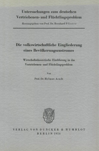 Book cover: Untersuchungen zum deutschen Vertriebenen- und Flüchtlingsproblem.