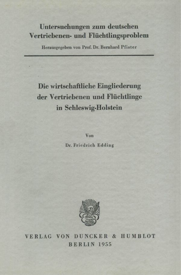 Book cover: Untersuchungen zum deutschen Vertriebenen- und Flüchtlingsproblem.