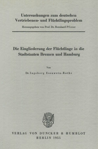 Book cover: Untersuchungen zum deutschen Vertriebenen- und Flüchtlingsproblem.
