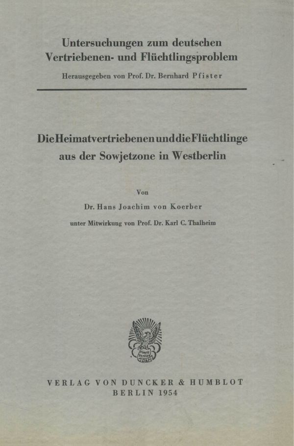 Book cover: Untersuchungen zum deutschen Vertriebenen- und Flüchtlingsproblem.