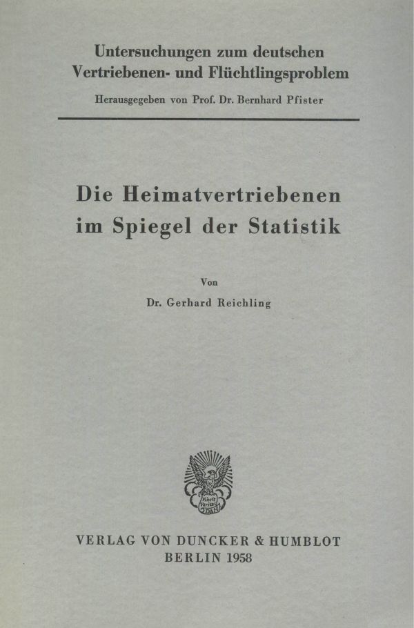 Book cover: Untersuchungen zum deutschen Vertriebenen- und Flüchtlingsproblem.
