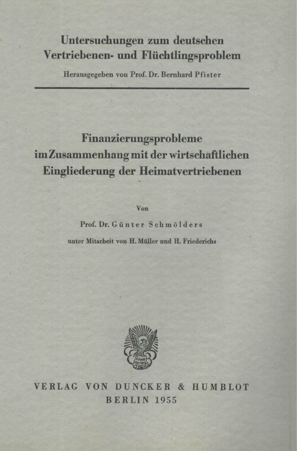 Book cover: Untersuchungen zum deutschen Vertriebenen- und Flüchtlingsproblem.