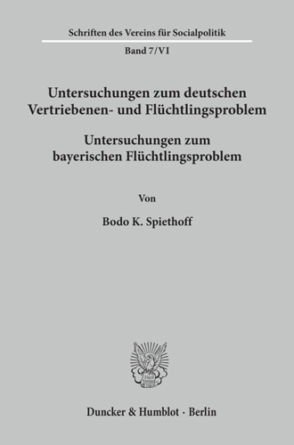 Book cover: Untersuchungen zum deutschen Vertriebenen- und Flüchtlingsproblem.