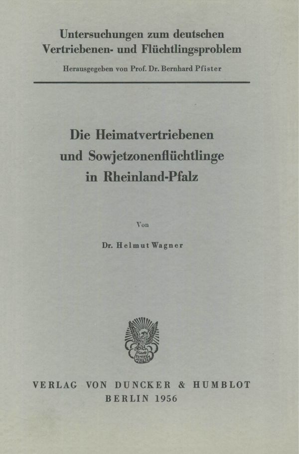 Book cover: Untersuchungen zum deutschen Vertriebenen- und Flüchtlingsproblem.