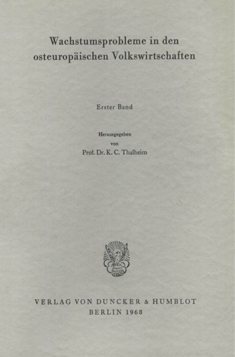 Book cover: Wachstumsprobleme in den osteuropäischen Volkswirtschaften.