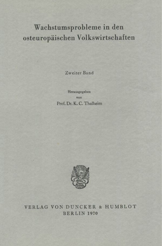 Book cover: Wachstumsprobleme in den osteuropäischen Volkswirtschaften.