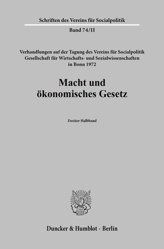 Book cover: Macht und ökonomisches Gesetz.