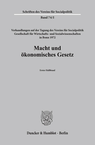 Book cover: Macht und ökonomisches Gesetz.
