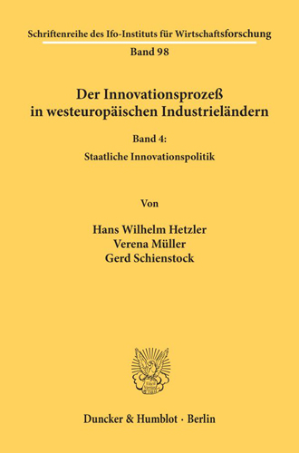 Book cover: Der Innovationsprozeß in westeuropäischen Industrieländern.