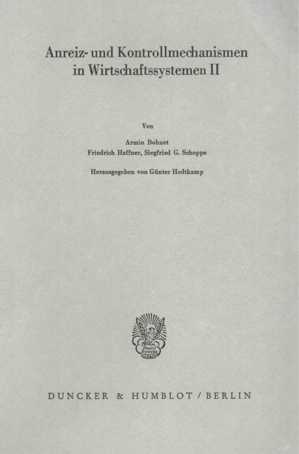 Book cover: Anreiz- und Kontrollmechanismen in Wirtschaftssystemen II.