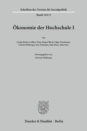 Book cover: Ökonomie der Hochschule I.