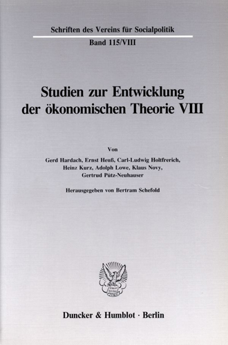 Book cover: Deutsche Nationalökonomie in der Zwischenkriegszeit.