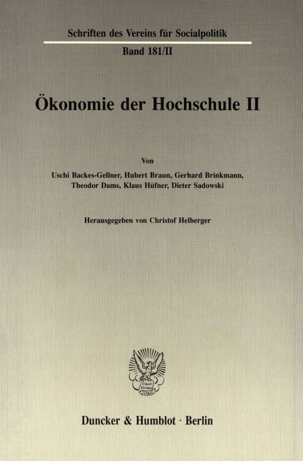 Book cover: Ökonomie der Hochschule II.