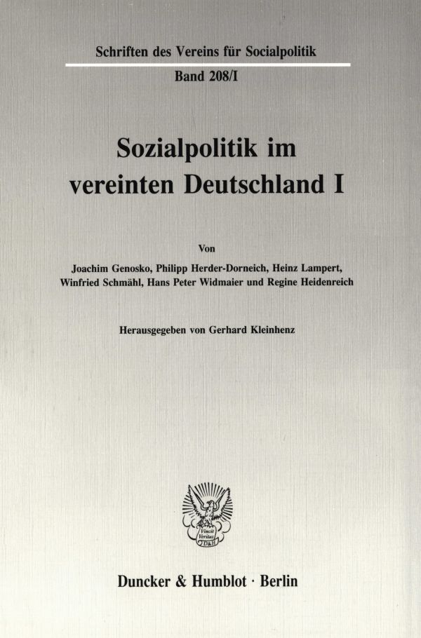 Book cover: Sozialpolitik im vereinten Deutschland I.