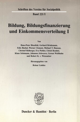 Book cover: Bildung, Bildungsfinanzierung und Einkommensverteilung I.