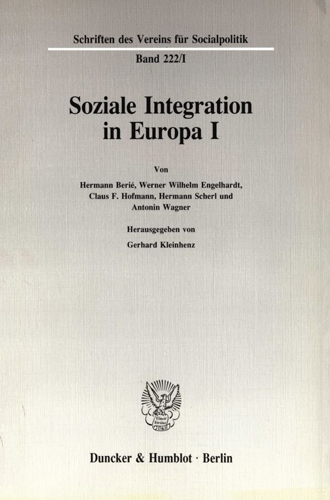 Book cover: Soziale Integration in Europa I.