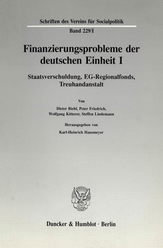 Book cover: Finanzierungsprobleme der deutschen Einheit I.