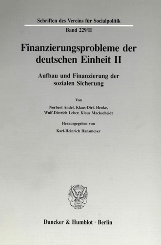 Book cover: Finanzierungsprobleme der deutschen Einheit II.