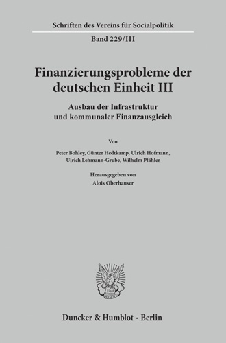 Book cover: Finanzierungsprobleme der deutschen Einheit III.
