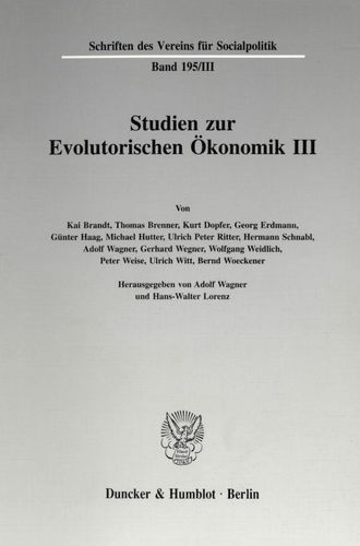 Book cover: Studien zur Evolutorischen Ökonomik III.