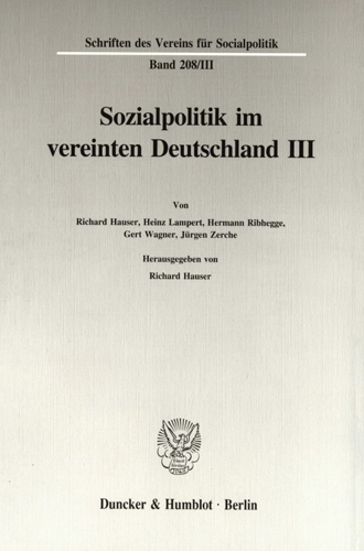 Book cover: Sozialpolitik im vereinten Deutschland III.