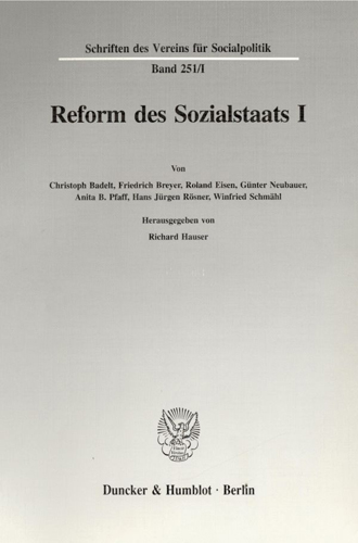 Book cover: Reform des Sozialstaats I.
