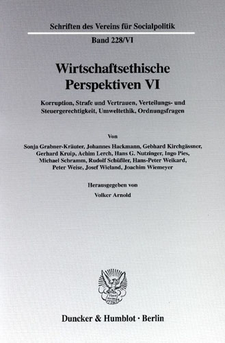 Book cover: Wirtschaftsethische Perspektiven VI.