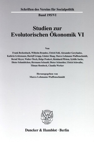 Book cover: Studien zur Evolutorischen Ökonomik VI.
