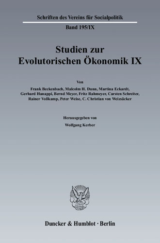 Book cover: Studien zur Evolutorischen Ökonomik IX.
