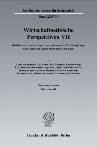 Book cover: Wirtschaftsethische Perspektiven VII.