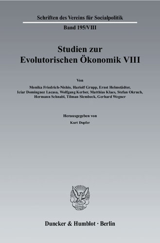 Book cover: Studien zur Evolutorischen Ökonomik VIII.