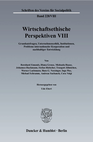 Book cover: Wirtschaftsethische Perspektiven VIII.