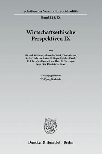 Book cover: Wirtschaftsethische Perspektiven IX.