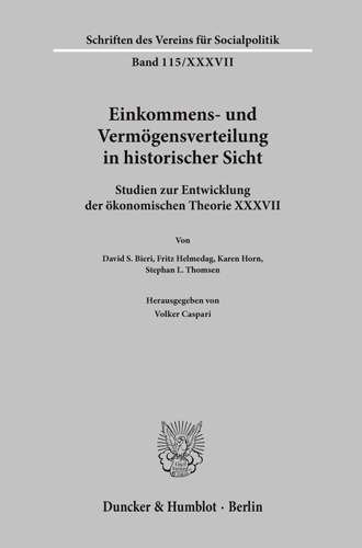 Book cover: Einkommens- und Vermögensverteilung in historischer Sicht.