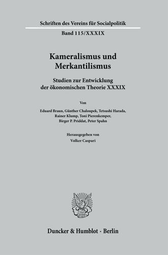 Book cover: Kameralismus und Merkantilismus.